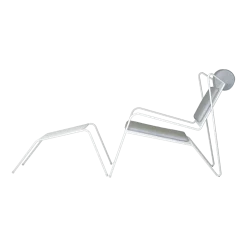 Chaise lounge avec repose pieds en acier blanc et coussins beige Capri Easy - Cools Collection