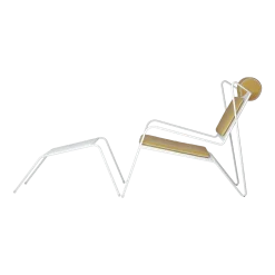 Chaise lounge avec repose pieds en acier blanc et coussins jaune Capri Easy - Cools Collection