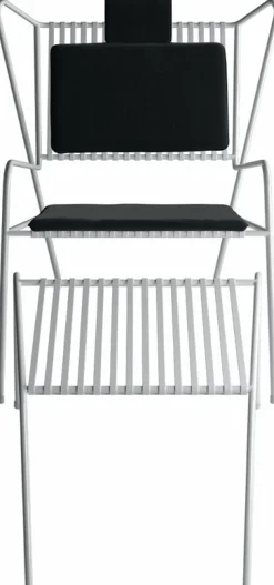 Chaise lounge avec repose pieds en acier blanc et coussins noir Capri Easy - Cools Collection