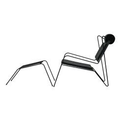 Chaise lounge avec repose pieds en acier et coussins noir Capri Easy - Cools Collection