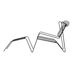 Chaise lounge avec repose pieds en acier noir et coussins beige Capri Easy - Cools Collection