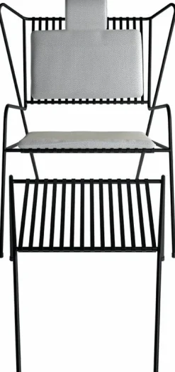 Chaise lounge avec repose pieds en acier noir et coussins beige Capri Easy - Cools Collection