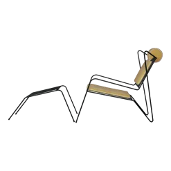 Chaise lounge avec repose pieds en acier noir et coussins jaune Capri Easy - Cools Collection