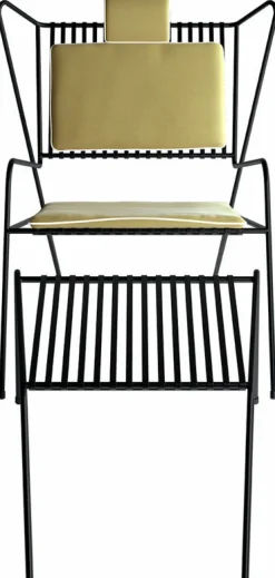 Chaise lounge avec repose pieds en acier noir et coussins jaune Capri Easy - Cools Collection