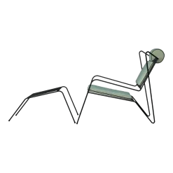 Chaise lounge avec repose pieds en acier noir et coussins opal Capri Easy - Cools Collection