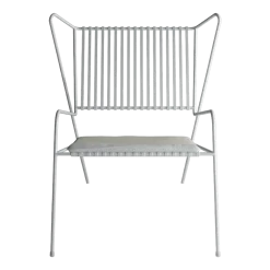 Chaise lounge en acier blanc et coussin d'assise beige Capri Easy - Cools Collection