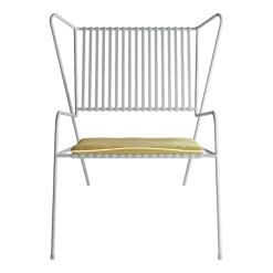 Chaise lounge en acier blanc et coussin d'assise jaune Capri Easy - Cools Collection