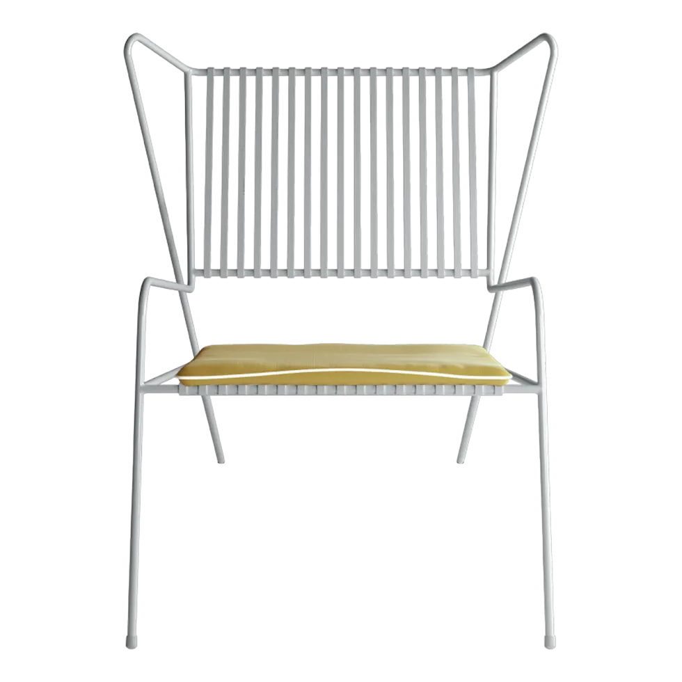 Chaise lounge en acier blanc et coussin d'assise jaune Capri Easy - Cools Collection