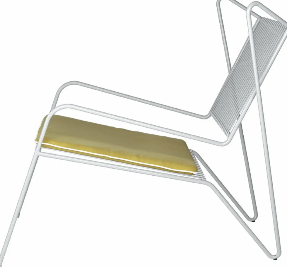 Chaise lounge en acier blanc et coussin d'assise jaune Capri Easy - Cools Collection