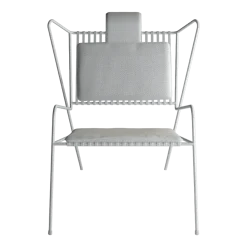 Chaise lounge en acier blanc et coussins beiges Capri Easy - Cools Collection