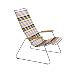 Chaise lounge en acier et lamelle en plastique multicolore 2 60x145x32cm - Houe