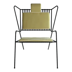 Chaise lounge en acier noir et coussins jaune Capri Easy - Cools Collection