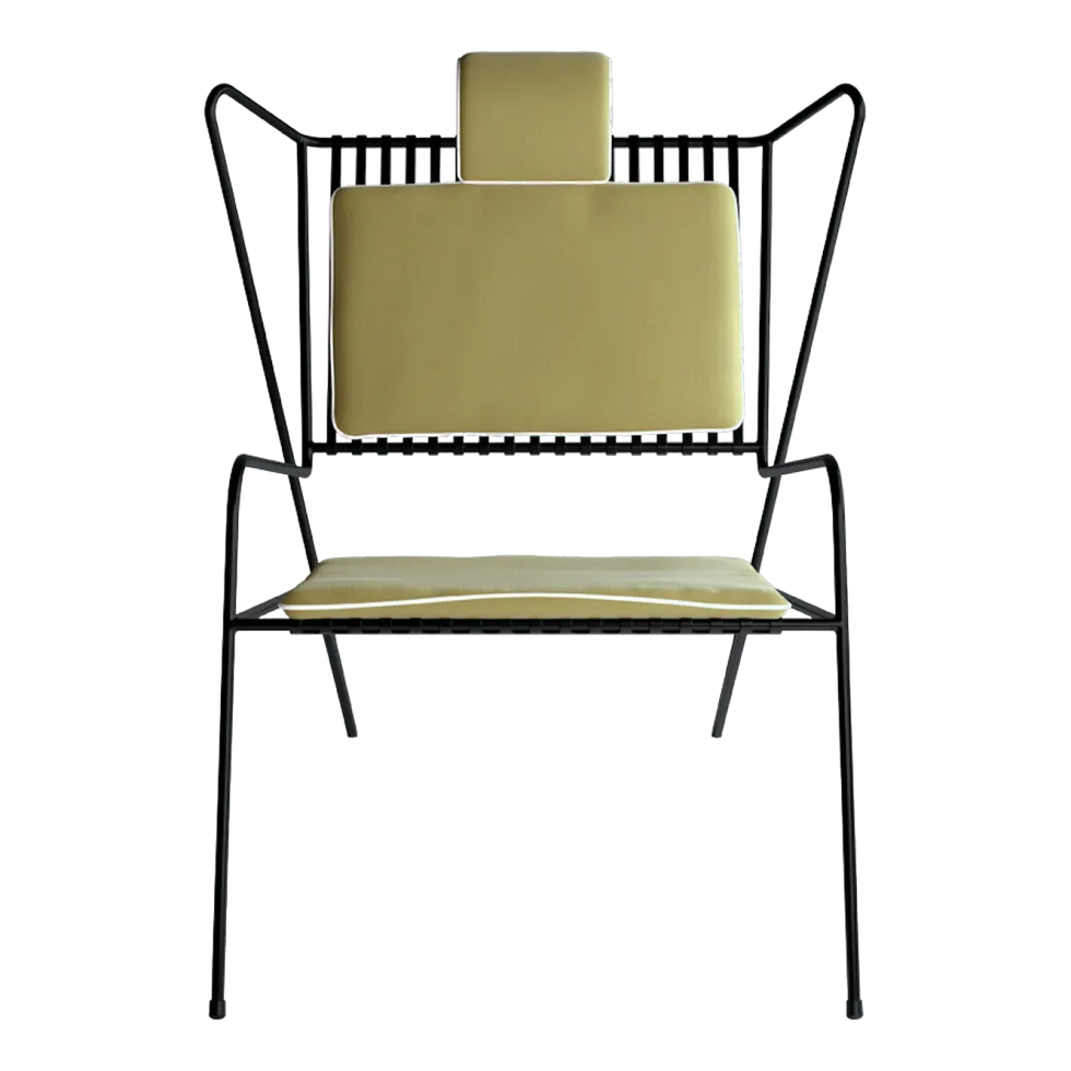 Chaise lounge en acier noir et coussins jaune Capri Easy - Cools Collection