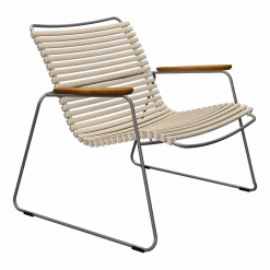 Chaise lounge en métal et plastique beige avec accoudoirs en bambou Click - Houe