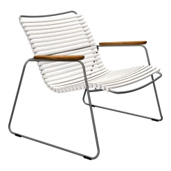 Chaise lounge en métal et plastique blanc avec accoudoirs en bambou Click - Houe