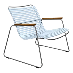 Chaise lounge en métal et plastique bleu clair avec accoudoirs en bambou Click - Houe