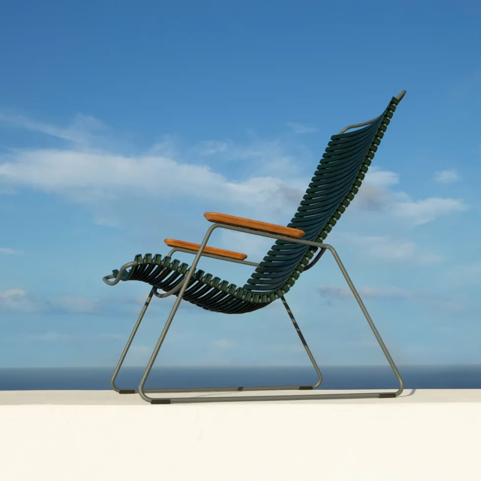Chaise lounge en métal et plastique bleu et vert multicolore CLICK - Houe