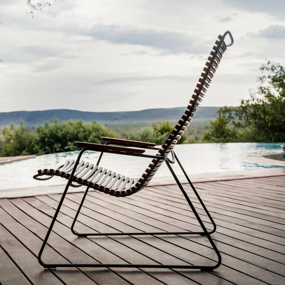 Chaise lounge en métal et plastique bleu et vert multicolore CLICK - Houe