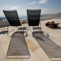 Chaise lounge en métal et plastique bleu et vert multicolore CLICK - Houe