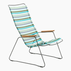 Chaise lounge en métal et plastique bleu et vert multicolore CLICK - Houe