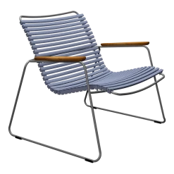Chaise lounge en métal et plastique bleu pigeon avec accoudoirs en bambou Click - Houe