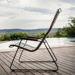 Chaise lounge en métal et plastique bleu pigeon CLICK - Houe