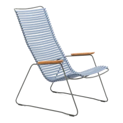 Chaise lounge en métal et plastique bleu pigeon CLICK - Houe