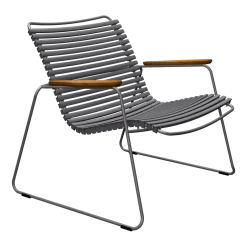 Chaise lounge en métal et plastique gris avec accoudoirs en bambou Click - Houe