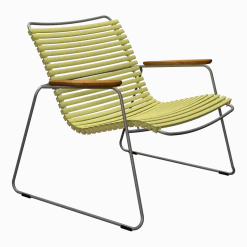 Chaise lounge en métal et plastique jaune avec accoudoirs en bambou Click - Houe