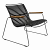 Chaise lounge en métal et plastique noir avec accoudoirs en bambou Click - Houe