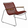 Chaise lounge en métal et plastique rouge avec accoudoirs en bambou Click - Houe