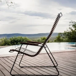 Chaise lounge en métal et plastique rouge Paprika CLICK - Houe