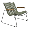 Chaise lounge en métal et plastique vert avec accoudoirs en bambou Click - Houe