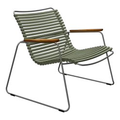 Chaise lounge en métal et plastique vert avec accoudoirs en bambou Click - Houe