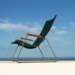 Chaise lounge en métal et plastique vert olive CLICK - Houe