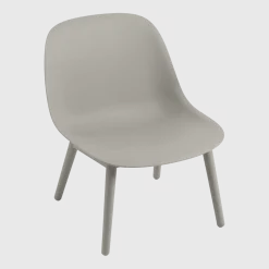 Chaise lounge grise piétement en chêne Fiber - Muuto