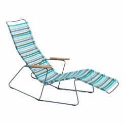Chaise lounge modulable en métal et plastique bleu et vert multicolore CLICK - Houe