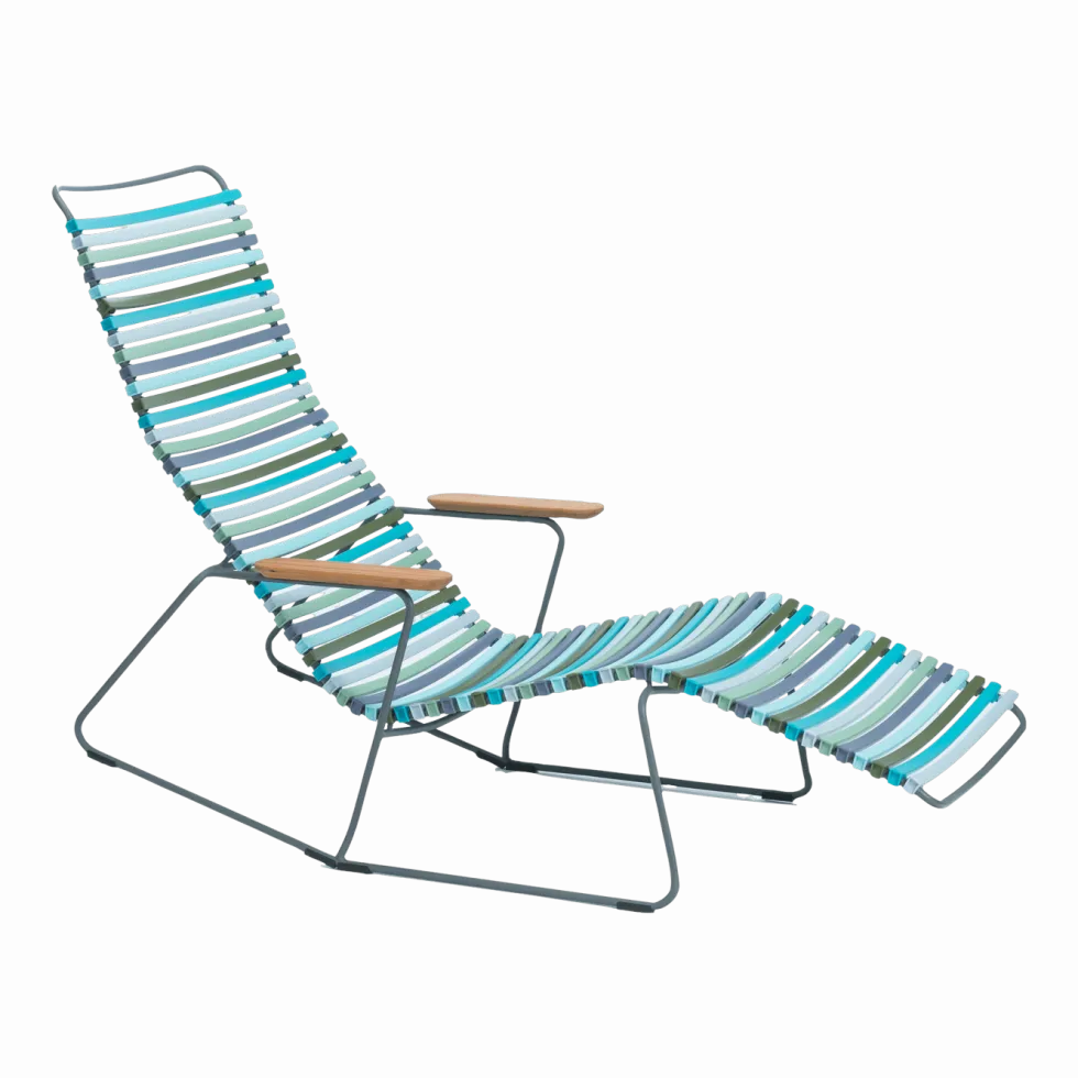 Chaise lounge modulable en métal et plastique bleu et vert multicolore CLICK - Houe