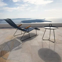 Chaise lounge modulable en métal et plastique bleu pigeon CLICK - Houe