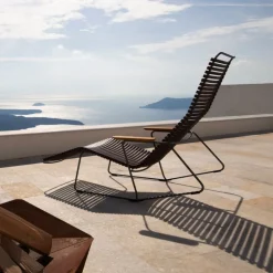 Chaise lounge modulable en métal et plastique gris foncé CLICK - Houe