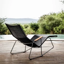 Chaise lounge modulable en métal et plastique rouge Paprika CLICK - Houe