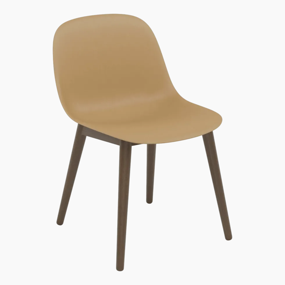 Chaise ochre piétement en chêne marron Fiber - Muuto