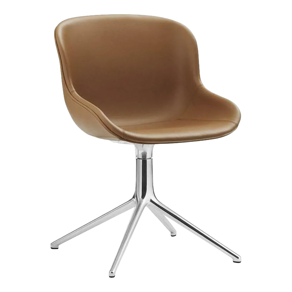 Chaise pivotante 4 pieds en aluminium et pp avec cuir noir Hyg - Normann Copenhagen