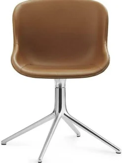 Chaise pivotante 4 pieds en aluminium et pp avec cuir noir Hyg - Normann Copenhagen