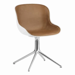 Chaise pivotante 4 pieds en aluminium et pp blanc avec cuir naturel Hyg - Normann Copenhagen