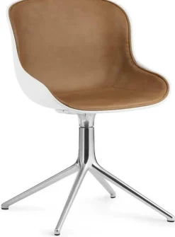 Chaise pivotante 4 pieds en aluminium et pp blanc avec cuir naturel Hyg - Normann Copenhagen