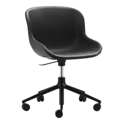 Chaise pivotante 5 roues en aluminium noir et cuir noir Hyg - Normann Copenhagen