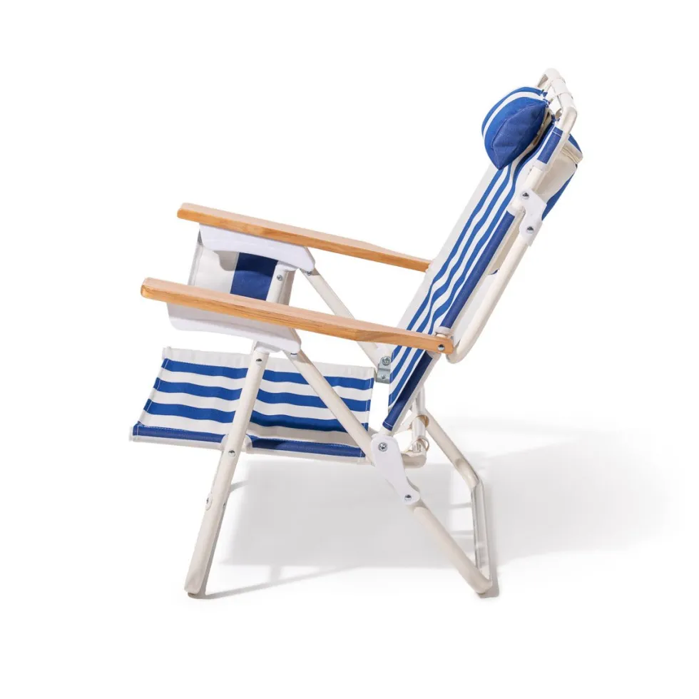 Chaise pliante de plage en toile à rayures bleu Crew Blue Stripe The Penny - Business & Pleasure