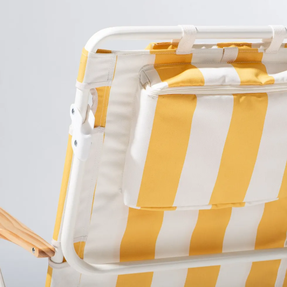 Chaise pliante de plage en toile à rayures jaune Crew Mimosa Stripe The Penny - Business & Pleasure