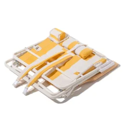 Chaise pliante de plage en toile à rayures jaune Crew Mimosa Stripe The Penny - Business & Pleasure